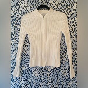 Athleta Cream Ribbed Zip-Up Sweater Sz XS